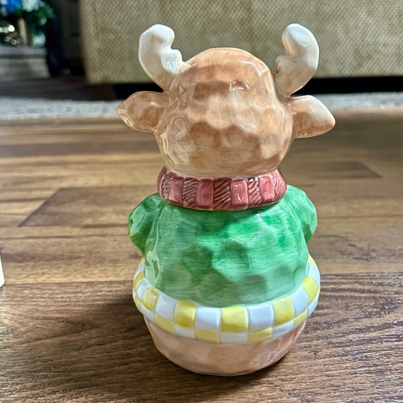 International Bazaar • Ceramic Whimsical Reindeer Snack Jar • New W/Box - Picture 11 of 16